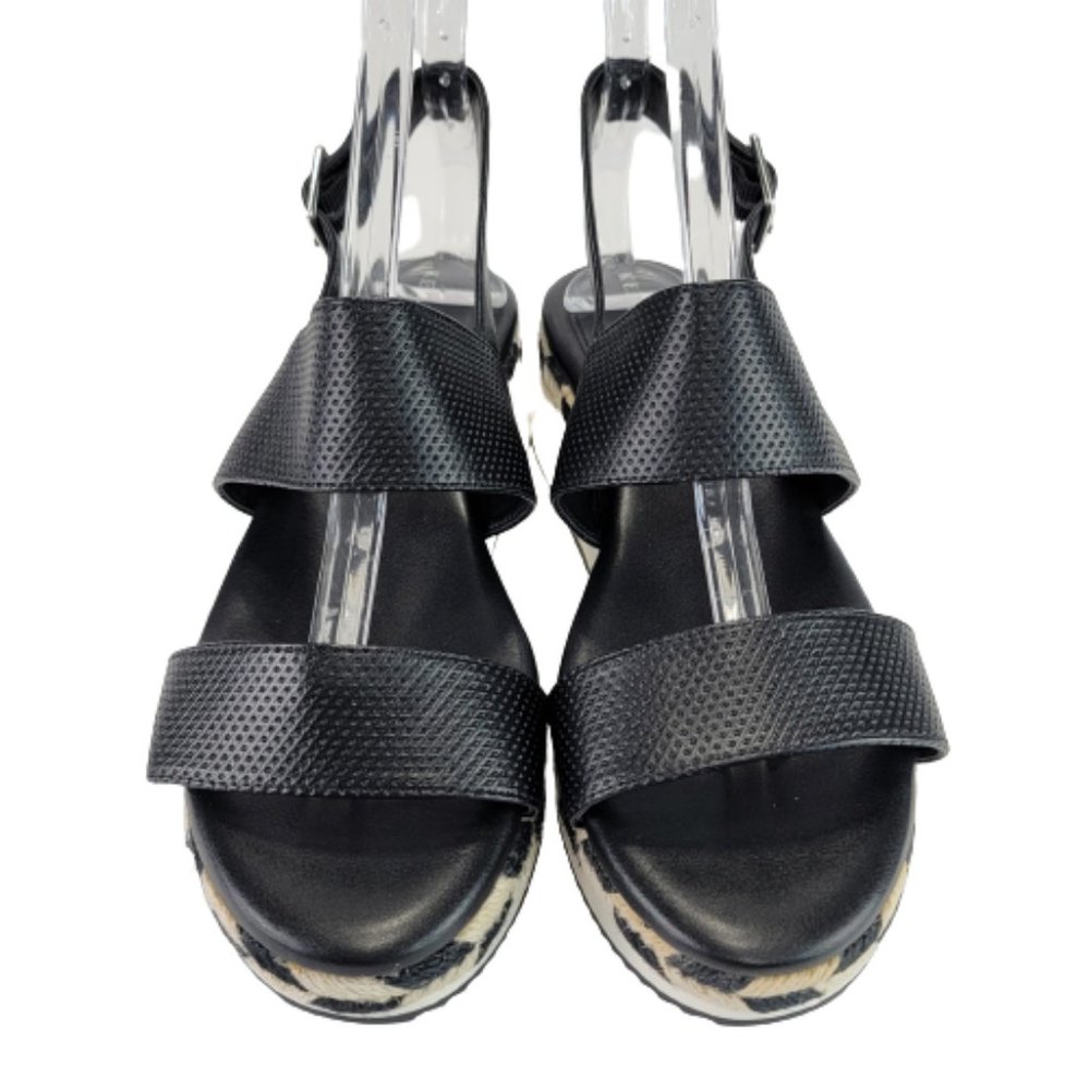 Kelly & Katie Poliana Espadrille Black White Platform Wedge Sandal Shoes Sz 8 - Picture 2 of 12